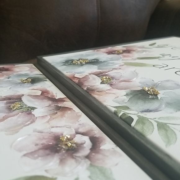 2 x Floral Framed Wall Art Decor Botanical Religious Theme Shabby Cottage Style - Picture 7 of 13